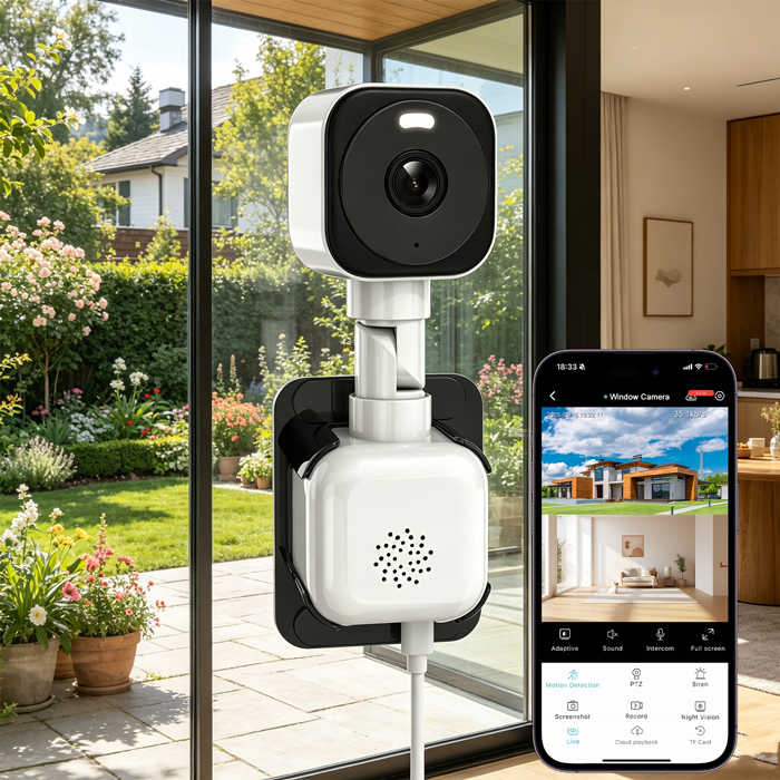 New Arrival 2K HD Dual Lens WiFi Smart Window Camera No Drilling Installation-Free Indoor Home Security Monitor