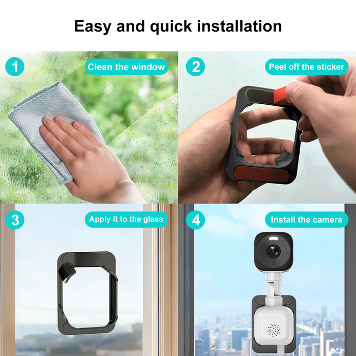 New Arrival 2K HD Dual Lens WiFi Smart Window Camera No Drilling Installation-Free Indoor Home Security Monitor