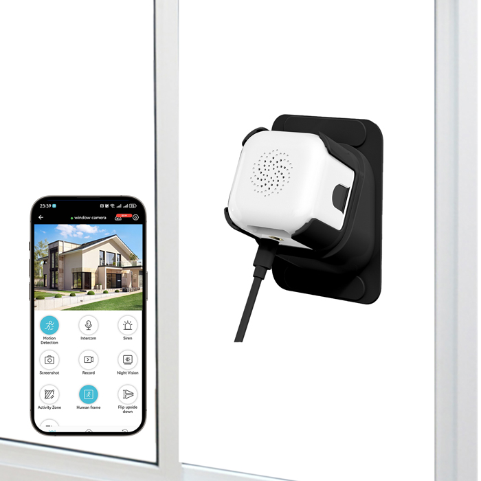 New Arrival 2K HD Dual Lens WiFi Smart Window Camera Night Vision 180 Wide Angle Memory Card Storage K2W