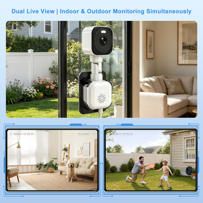 New Arrival 2K HD Dual Lens WiFi Smart Window Camera No Drilling Installation-Free Indoor Home Security Monitor